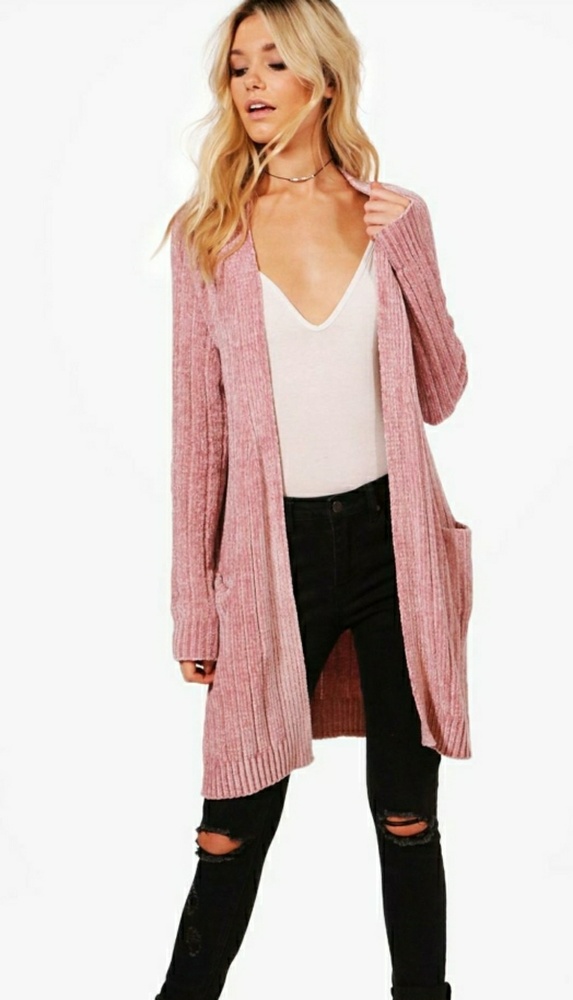 Blush chenille cardigan